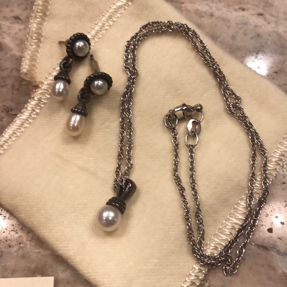 James Avery Pearl Drop Necklace and Earrings